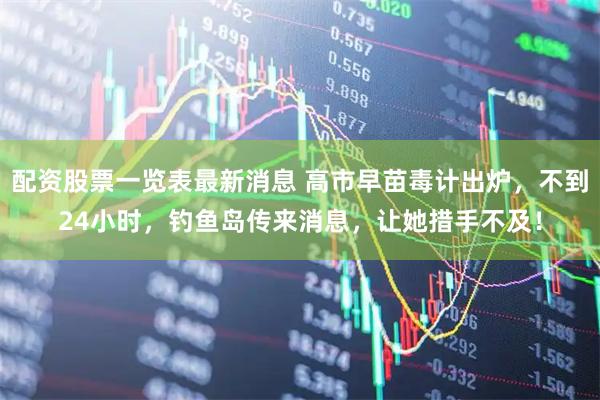 配资股票一览表最新消息 高市早苗毒计出炉，不到24小时，钓鱼岛传来消息，让她措手不及！